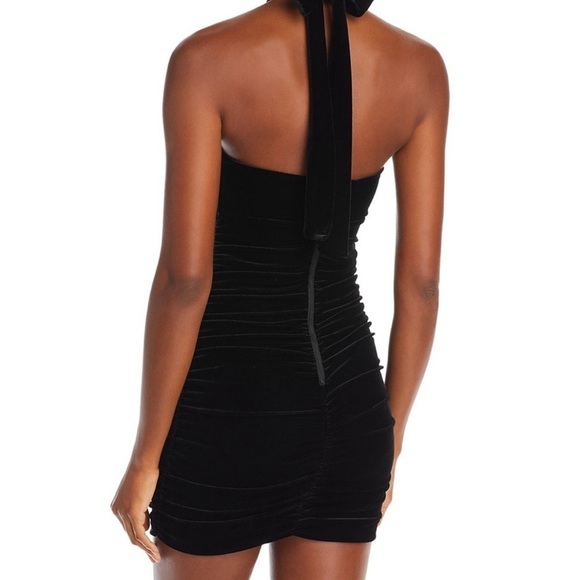 Bardot Inara Velour Mini Dress Rosette Halter Whimsigoth Black Size 8 New Party - Picture 2 of 15